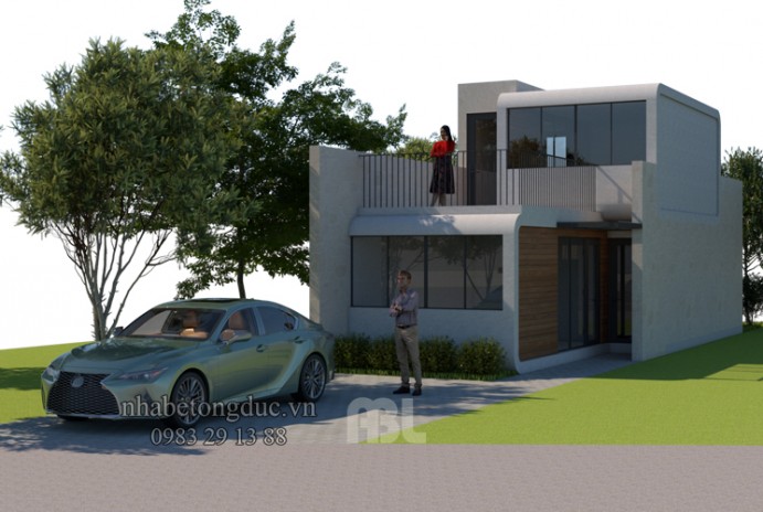 Thiết kế nhà mặt tiền 5m sâu 20m bằng nhà bê tông đúc sẵn ABL