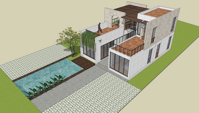 thiết kế nhà phố sân vườn 