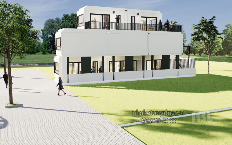 nhà bê tông module đúc sẵn dễ dàng lắp ghép tạo homestay