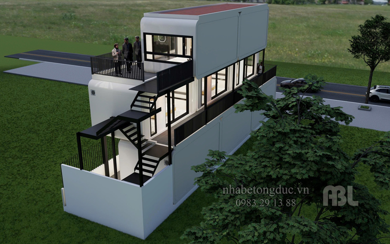 thiết kế cầu thang sắt ngoài trời